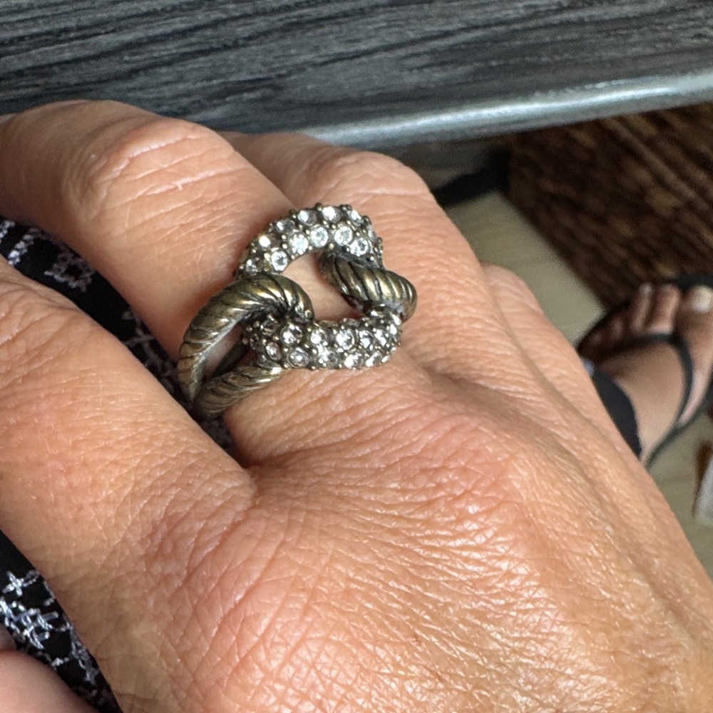 Elegant Silver Knot Ring with Crystal Accents